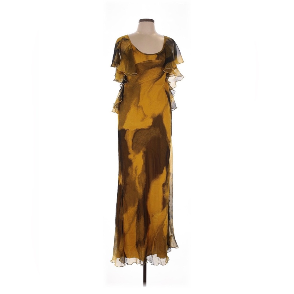 ASOS Yellow and Black Ruffled Maxi Dress